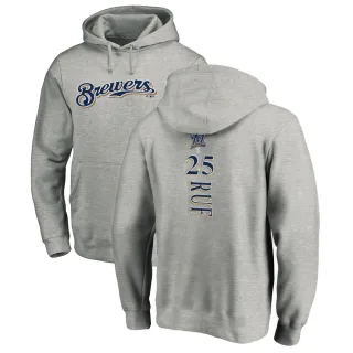 Men's Milwaukee Brewers Darin Ruf Ash Backer Pullover Hoodie