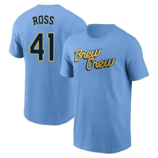 Men's Milwaukee Brewers Joe Ross Blue Powder 2022 City Connect T-Shirt