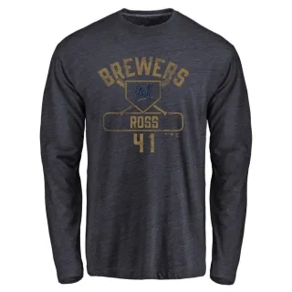 Men's Milwaukee Brewers Joe Ross Navy Base Runner Long Sleeve T-Shirt