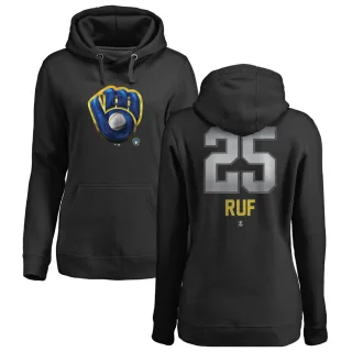 Women's Milwaukee Brewers Darin Ruf Black Branded Midnight Mascot Pullover Hoodie -