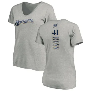 Women's Milwaukee Brewers Joe Ross Ash Backer Slim Fit T-Shirt