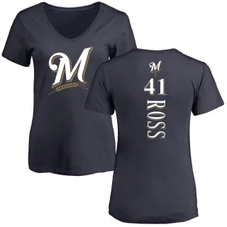 Women's Milwaukee Brewers Joe Ross Navy Backer Slim Fit T-Shirt