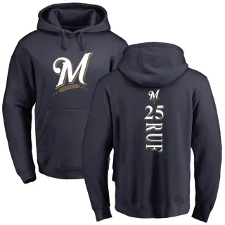 Youth Milwaukee Brewers Darin Ruf Navy Backer Pullover Hoodie