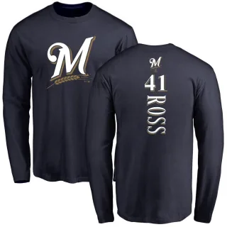 Youth Milwaukee Brewers Joe Ross Navy Backer Long Sleeve T-Shirt